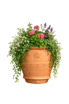 Preview: Klassischer Wandkrug aus Terracotta Impruneta – Halber Wandtopf mit flacher Rückseite